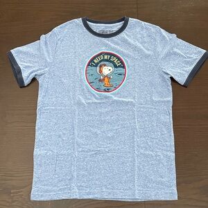 NEW Peanuts Snoopy “I Need My Space” Graphic Ringer Tee in XL